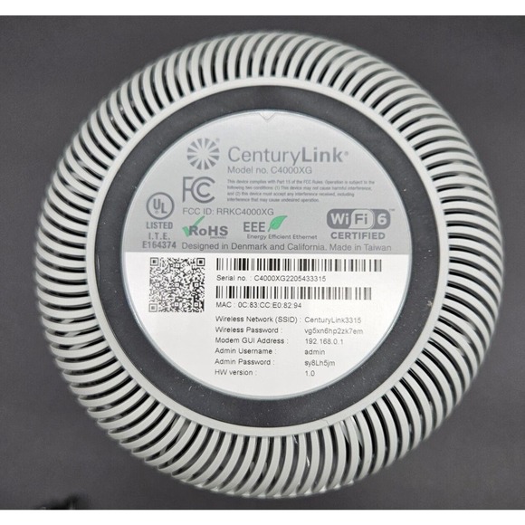 Centurylink Greenwave C4000XG Wi-Fi Hotspot‎ Modem Power Cord White Tested Works - Picture 5 of 5